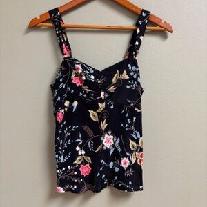 VTG Cinnamon Girl Y2K‎ Babydoll Top Size XXS Dark Floral Hawaii 90s Boho Fairy